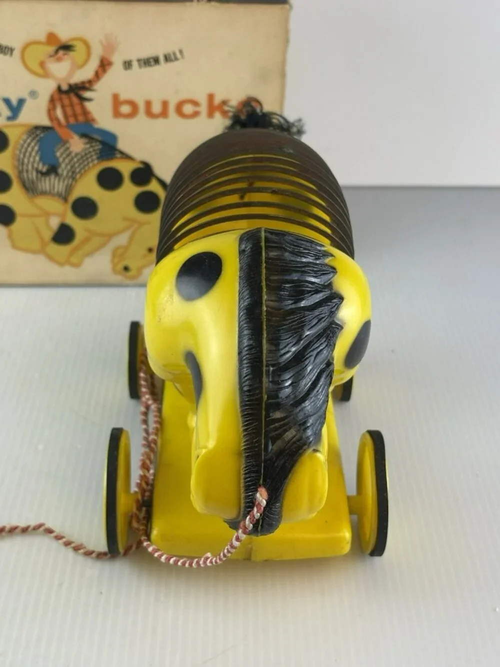 Vintage Slinky Bucko Bucking Pull Toy Cowboy 1950s With original Box